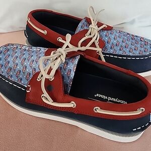 Vineyard Vines Red and Blue Patterned Boat Shoes